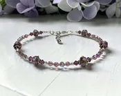 10" Amethyst Garden Crystal Beaded Anklet