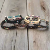 Americana Adjustable Beaded Horsehair Braided Bracelet