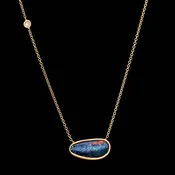 14K Rose Gold Estate Opal and Diamond Pendant Necklace