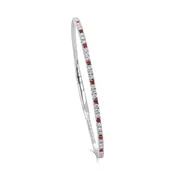 14K Gold Diamond & Ruby Alternating Flexible Bangle