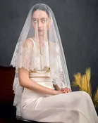 White Ballet Length Mantilla Lace-trimmed Bridal Veil 68" — NK Bride