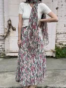 Vintage 90s Boho Floral Skirt and Scarf Set - L/XL