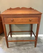 Antique Wooden Slant-Lid Writing Desk With Single Drawer