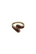 14K Yellow Gold Garnet and Diamond Ring - HOUSEWARE THRIFT STORE