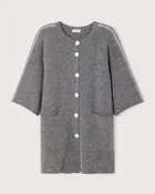 American Vintage 3/4 Sweater Dress with Contrast Stripes in Acier Chine