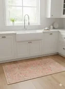 2' x 3' Blush Pink & Ivory Soft Beige Muted Sage Floral Runner Area Rug