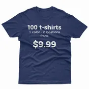 100 Custom Printed T-Shirts – 2 Locations
