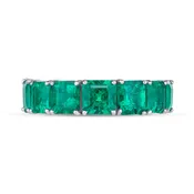 Asscher-Cut Colombian Emerald Eternity Band