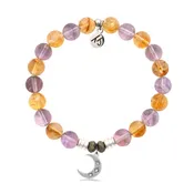 Amethyst Citrine Gemstone Bracelet with Friendship Stars Sterling Silver Charm