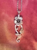 Forget-Me-Not Flower &amp; Long Branch Black Hills Gold Necklace