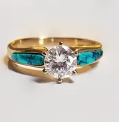 Turquoise and Diamond Engagement Ring