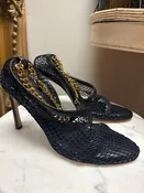 Bottega Veneta Size 36 1/2 Black Mesh & Leather Pump