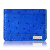 Monaco Blue - Men Exotic Ostrich Leather Card Holder Slim Wallet