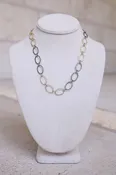18" MN/YG Flattened Oval Link Necklace W/Toggle