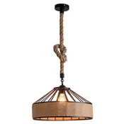 11.41" Farmhouse Hemp Rope Metal Basket Pendant Light ~1062