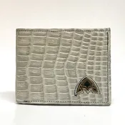 Admirable Crocodile Print Leather Bi-Fold Wallet (Bone)