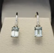 Aquamarine & Diamond Dangle Earrings