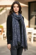 100% Cashmere Luxury Print Scarf with Brimmed Solid Border