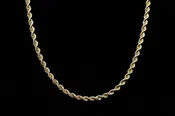10K YELLOW GOLD HOLLOW ROPE CHAIN NECKLACE 24"