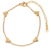 18K Gold Dainty Heart Crystal Charm Chain Bracelet