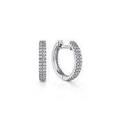 14K White Gold 10mm Diamond Classic Huggies