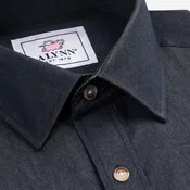 Alynn Liam Dark Denim Untuckable Slim Fit Dress Shirt