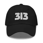 313 Detroit Embroidered Dad Hat - Black / White