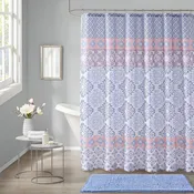 14pc Hooks with Noodle Rug Polyester Shower Curtain Set