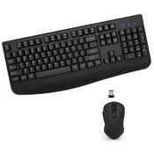 Wireless Keyboard and Mouse Combo, EDJO 2.4G Full-Sized Ergonomic Computer Keyboard with Wrist Rest and 3 Level DPI Adjustable Wireless Mouse for Windows, Mac OS Desktop/Laptop/PC