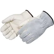 6427 Cowhide Leather Driver Gloves – Gray Split Back, Keystone Thumb, Large