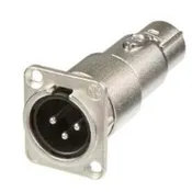 Adapter - 3 pin male XLR to 3 pin female XLR - for XLR D-shape receptables (DLX series)