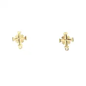 14K Gold Cross Stud Earrings