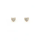 14K Yellow Gold Heart Shaped Diamond Stud earrings