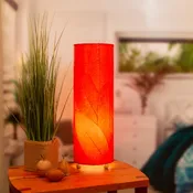 24 Inch Cocoa Leaf Cylinder Table Lamp Red