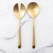 Fork and Spoon Serving Set - Gold Servers, Set Of 2