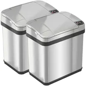 10 Liter / 2.5 Gallon 2-Pack Stainless Steel Sensor Bathroom Trash Cans with AbsorbX Odor Filters