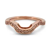 0.11ctw Round Brilliant Natural Diamond Contour Wedding Band in 14k Rose Gold