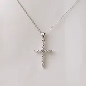 14K White Gold Diamond Cross Pendant Necklace 0.19CTW 11 Diamonds 18" Chain — Avior Jewelry