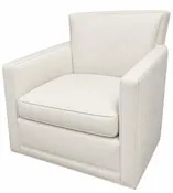 A. Rudin #712 White Swivel Chair Upholstered In Performance Linen