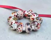 10 Apple Harvest Mosaic Lampwork Beads Set SRA