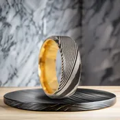 8 mm Damascus Steel and Gold Inlay Model #960