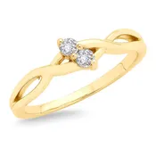 10k Yellow Gold Victor Corp. 0.12ct 2-stone Diamond Ring with Split Shank