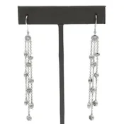 14k White Gold & .75ctw Diamond Station Chandelier Drop Chain Earrings #E23-175