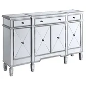 Aconitum 4-door Mirrored Storage Accent Cabinet - Silver