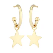 14KG 1.5X12mm W/Flat Star Drop Earrings