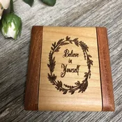 Compact Wooden Mirror. Flip Open Engraved Mirror. Mom Gift. Teen Gift.