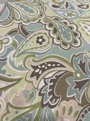 1.5 Yards Cut Out-Green & Brown Paisley Cotton Plain-Weave Fabric