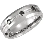14 > Band > Grooved > Diamond > Black > .24 CTW