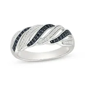 Black & White Diamond Swirl Ring 1/4 ct tw Sterling Silver