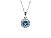 10 Karat White Blue Topaz Pendant